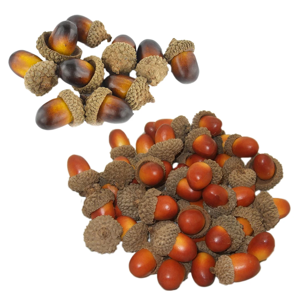 

100 Pcs Artificial Acorns Decorative Nuts High Simulation Christmas Party Home Garden Decoration Festive Table Display