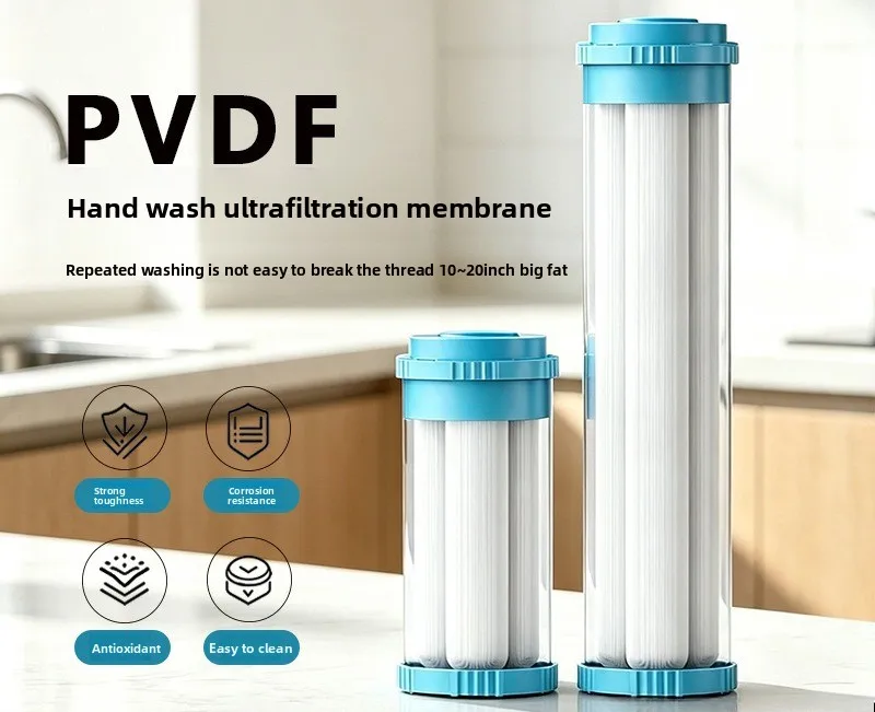 10/20 Inch PVDF Ultrafiltration Membrane, Reusable Hand Washable Water Filter Cartridge for Whole House Pre Filter