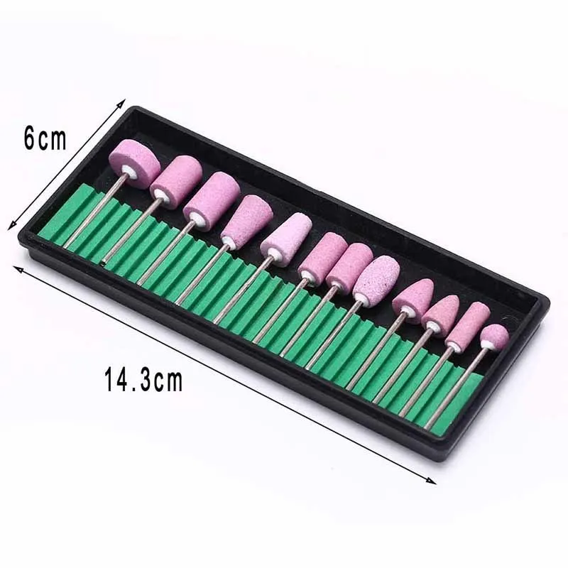 12 Teile/satz Quarz Nagel Elektrische Maniküre Bohrer Bits Nagel Polieren Kopf Schneider Set Rosa Pediküre Fräser Dateien Nail art