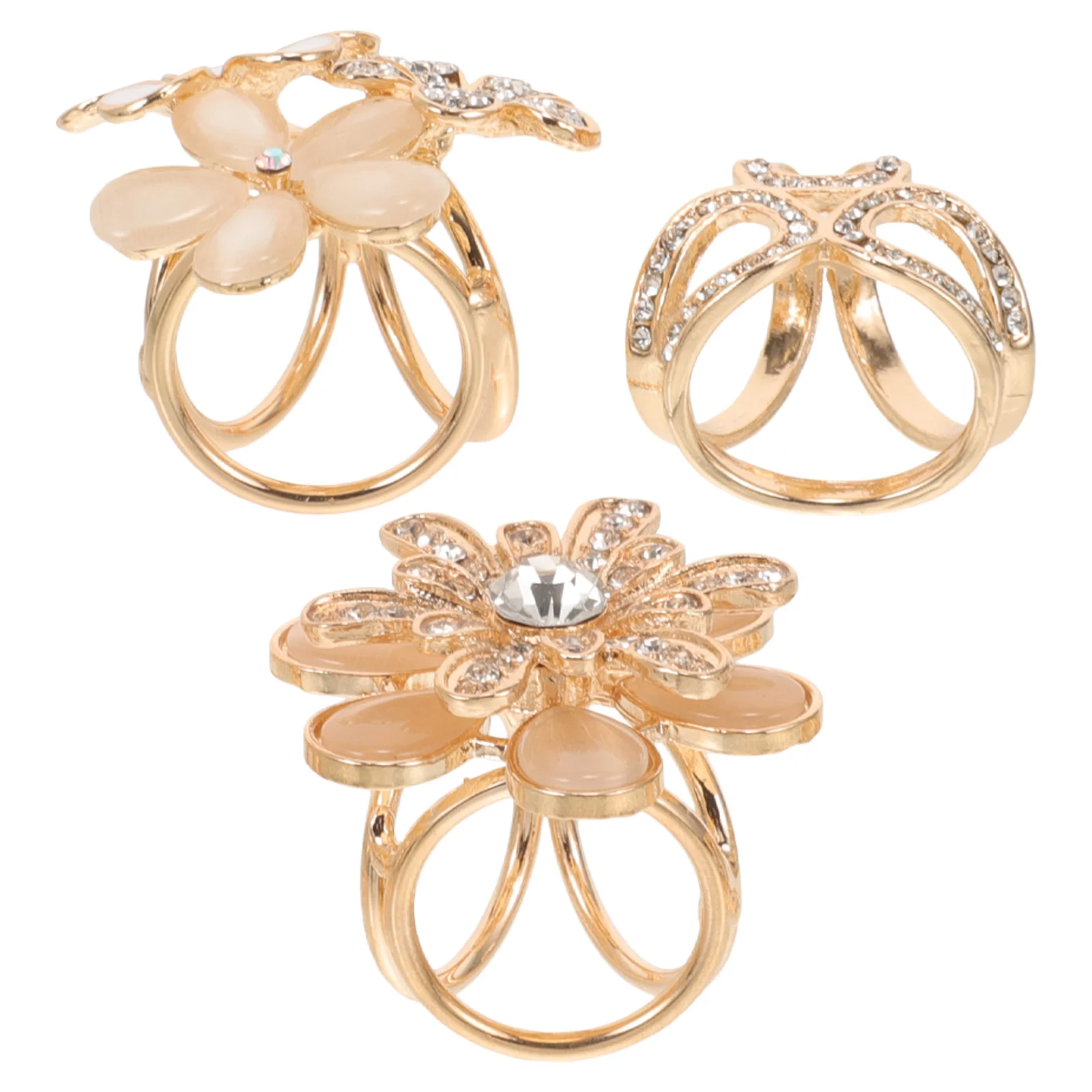 3 pçs brilhante strass cachecol anéis feminino cachecol fechos xale fivelas clipes de roupas cardigan fixadores elegante wearable