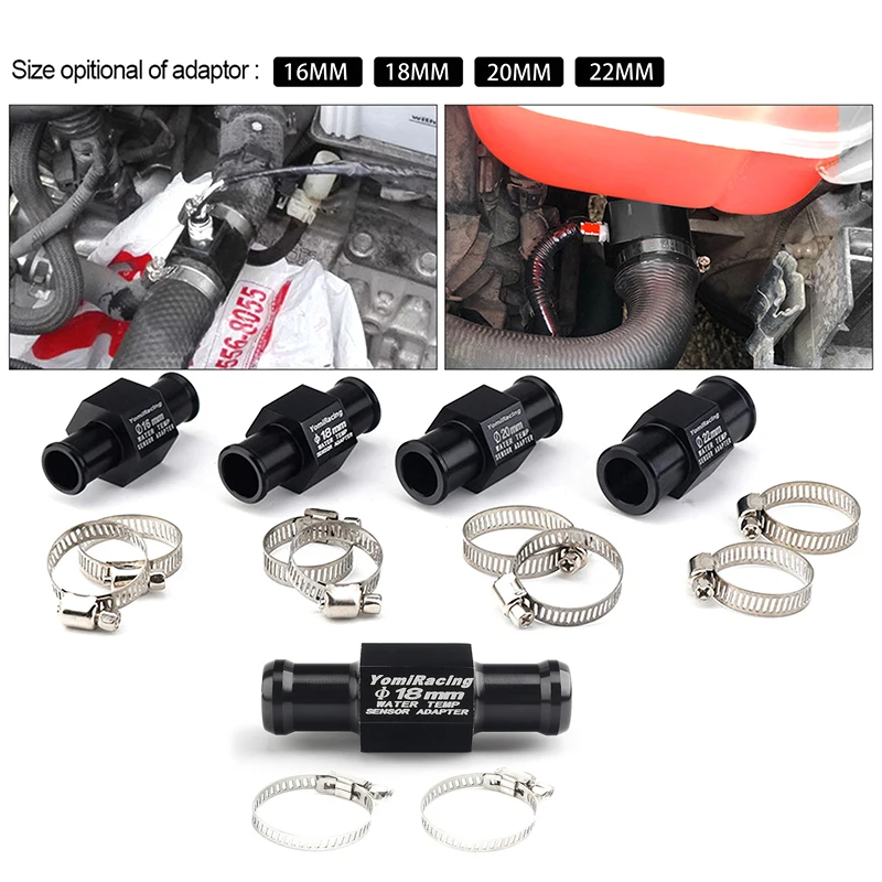 

1PC Black Water Temperature Gauge Radiator Temperature Water Temperature Connector Pipe Sensor 16MM 18MM 20MM 22MM Hose Adapter