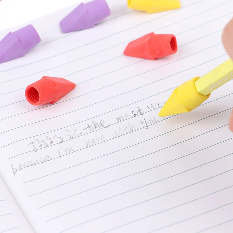 20PC Erasers Pencil Top Caps Chisel Shape Eraser Student Supplies Stationery