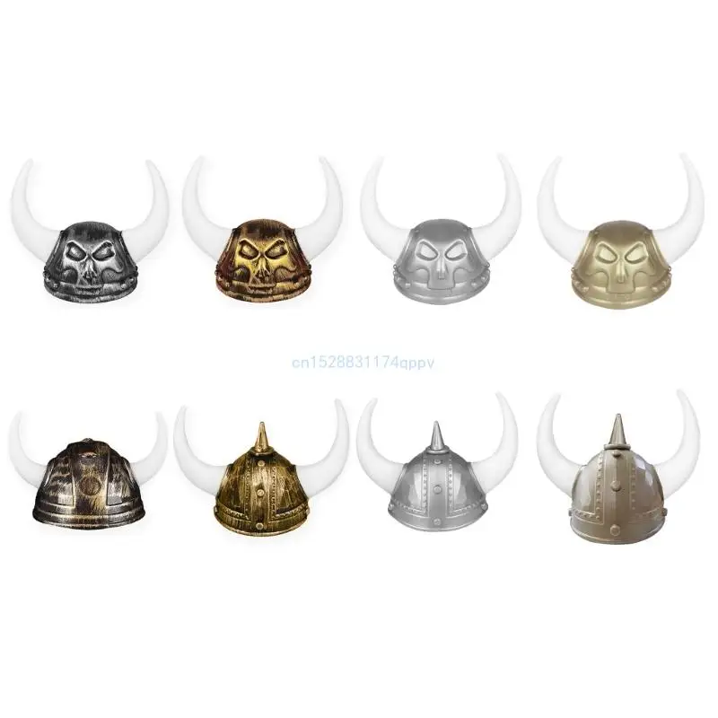 

Plastic MedievalWarrior Helmet with Horn Roleplay Parties Costume Knight Helmets Dropship