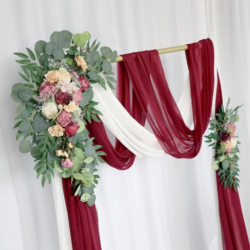 Imagem -06 - Dusty Rose Wedding Arch Flower Ganhos Guirlanda Floral Arranjo para o País Cerimônia Recepção Decoração de Cenários