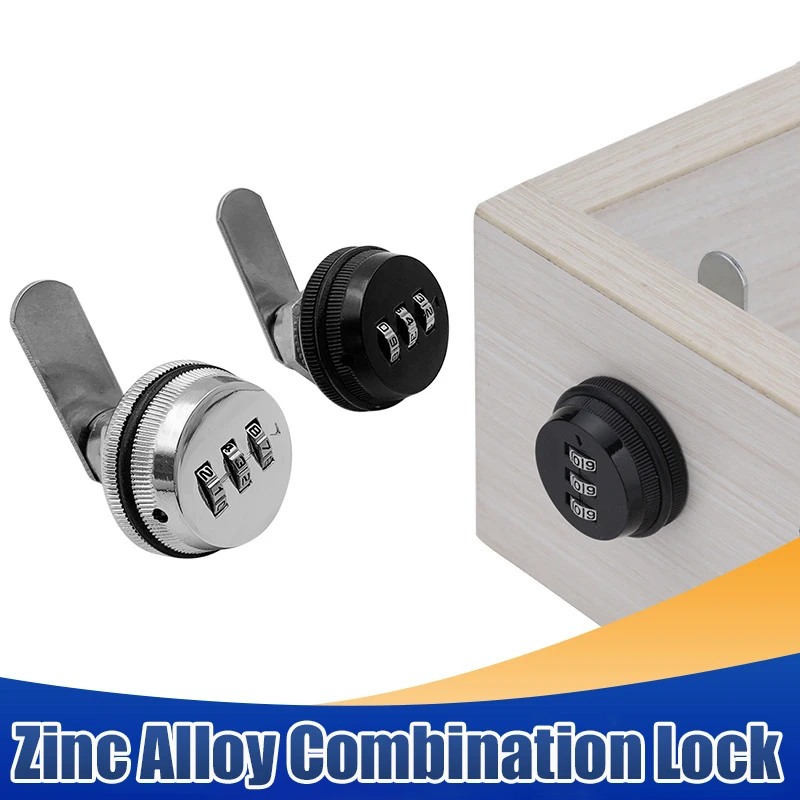 3 Digital Code Zinc Alloy Combination Lock Cabinet Mailbox Password Locker Cupboard Drawer Suitable for 15-20mm plate thickness