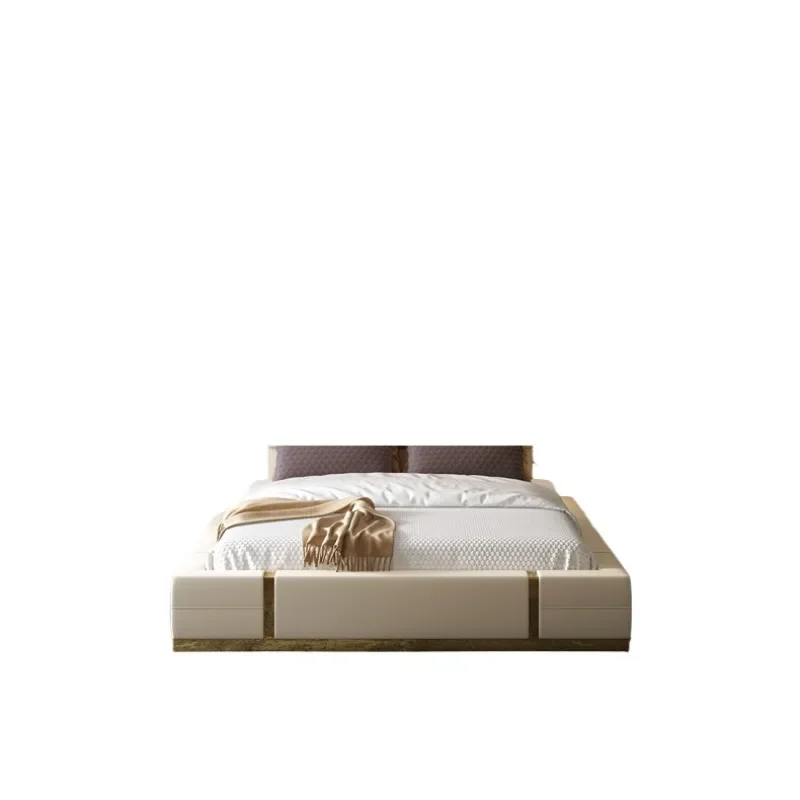 

Элитная двуспальная кровать для главной спальни, создающая атмосферу роскоши, кожаная кровать в простом и современном стиле.