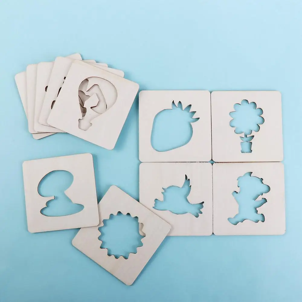 Set Drawing Board Toys Wooden Painting Stencils DIY Painting Template Wooden Stencil Outer Board Learning Educational Toys