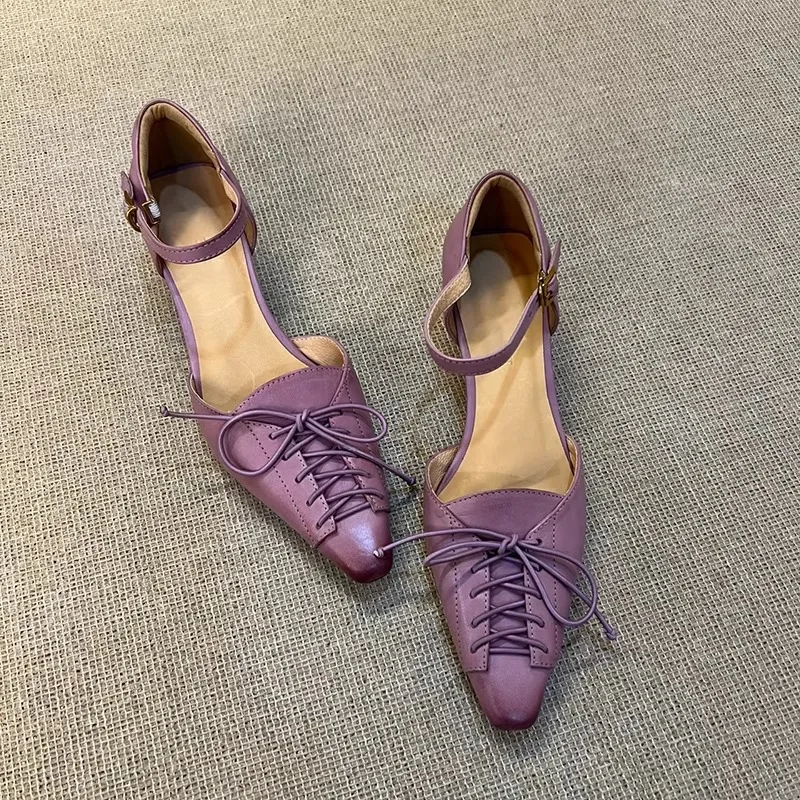 

Retro Bow Lace-up High Heels Ladies Cross Straps Fashion Pointed Toe Elegant Dress Shoe Sexy Street Style Sandals Women Pumps