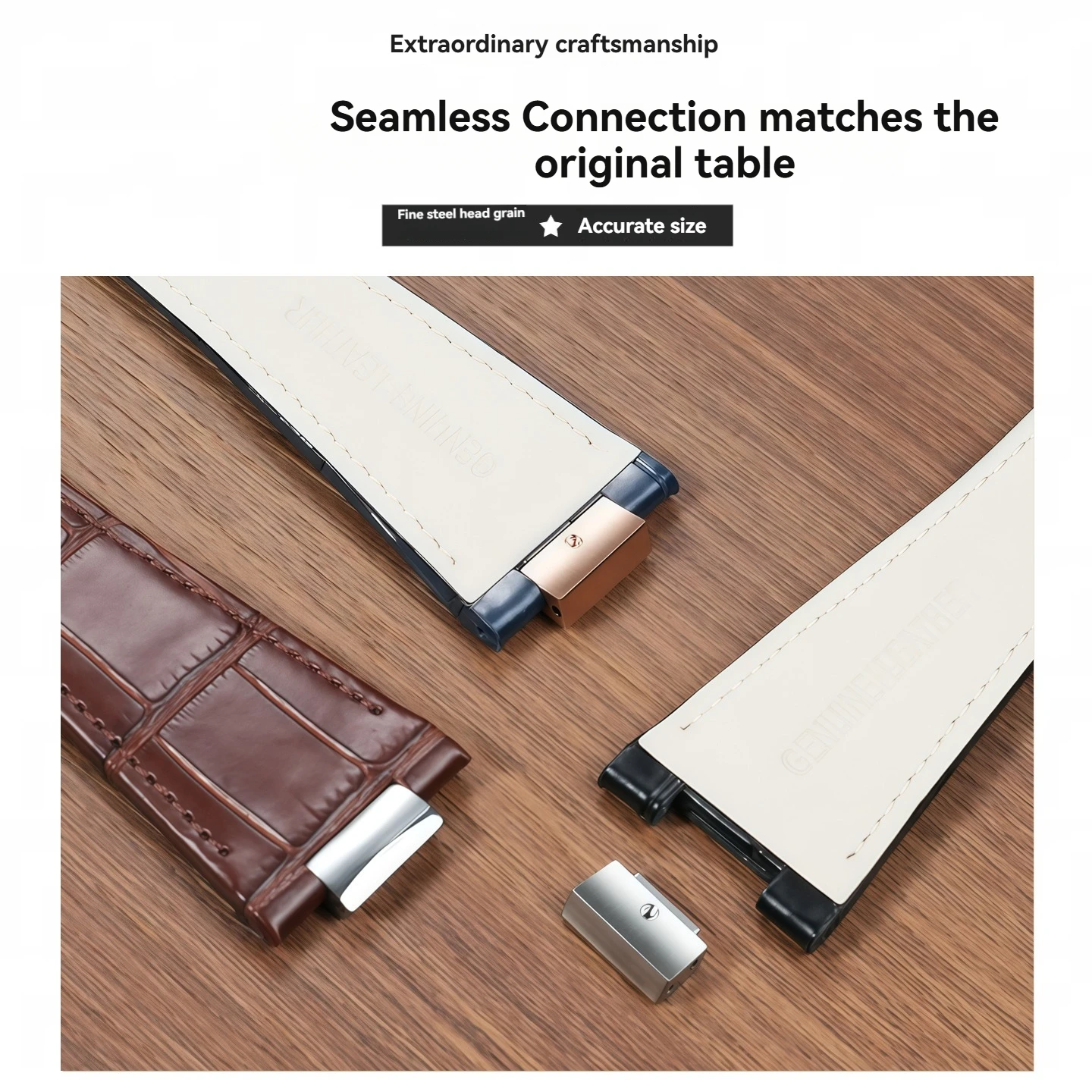 สายหนังแท้สำหรับนาฬิกา Patek Philippe Nautilus รุ่น 5711 5712 5726 5980 ลายหนังจระเข้แท้