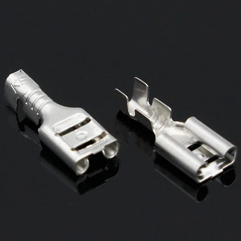 100pcs 6.3mm Crimp Terminal Female Spade Connector for Car Motorcycle