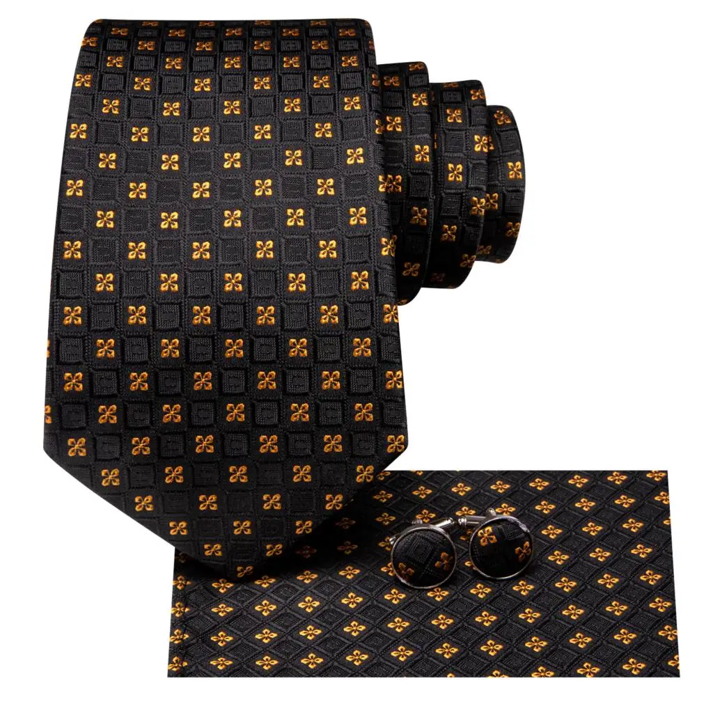 Hi-Tie Schwarz gold elegante Herren Krawatten Salbei grün Seide Krawatte für Männer Taschentuch Manschetten knopf Hochzeits feier Business Modemarke Designer