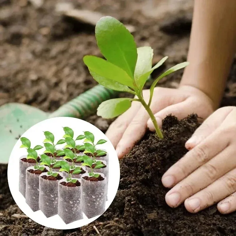 

100 шт. разлагаемые мешки для посадки рассады, нетканые мешки для рассады, креативная сумка для питания растений, сумка для выращивания садовых инструментов