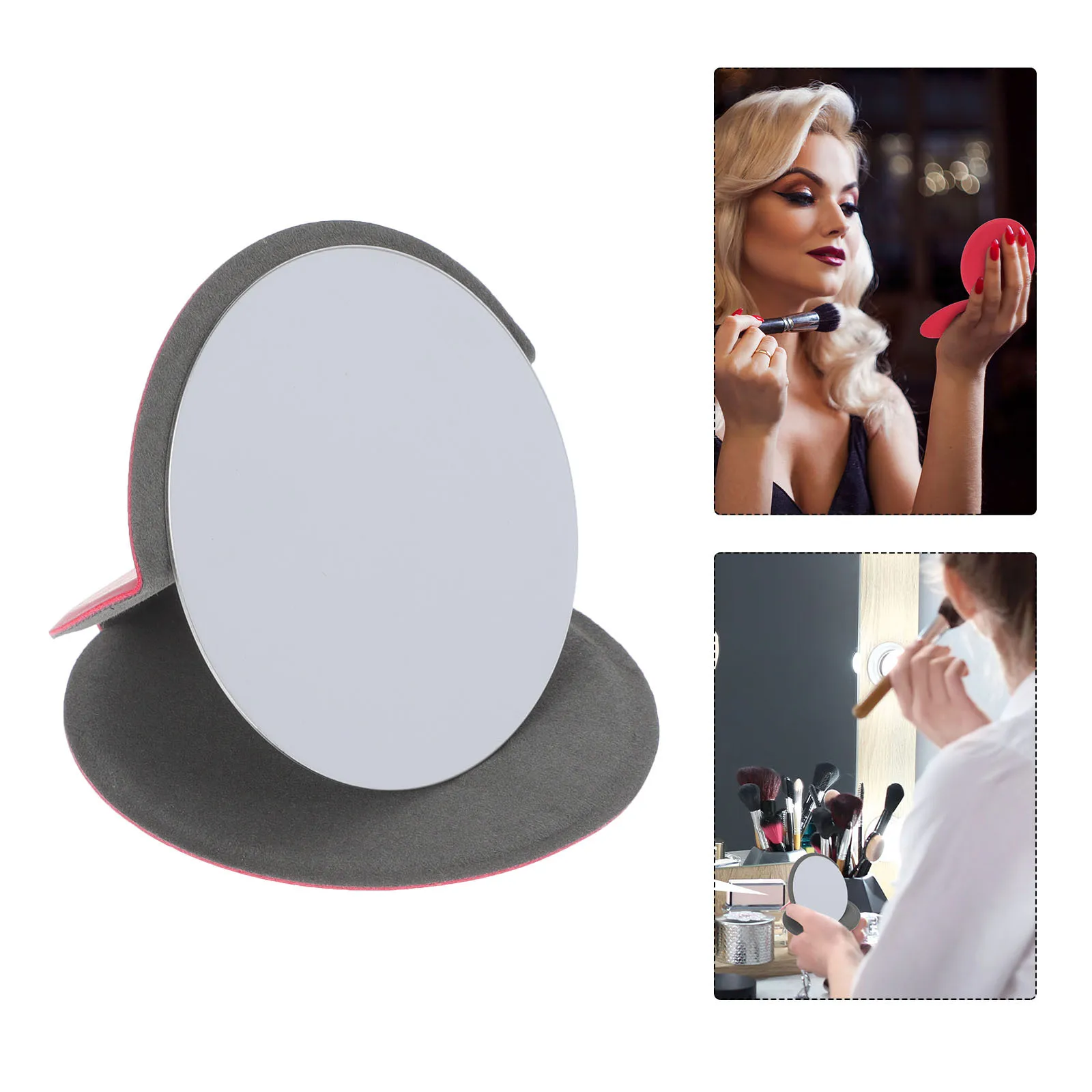 

2Pcs Compact Folding Makeup Mirror PU Portable Pocket Mirror Travel Cosmetics Tool Female Gift Makeup Tool