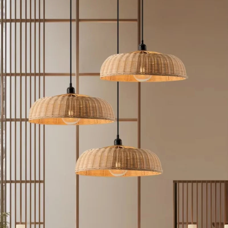 

Japanese Rattan Pendant Light Retro Wabi Sabi Style Restaurant Living Room Tea Room Zen Style Chinese Homestay Small Chandelier