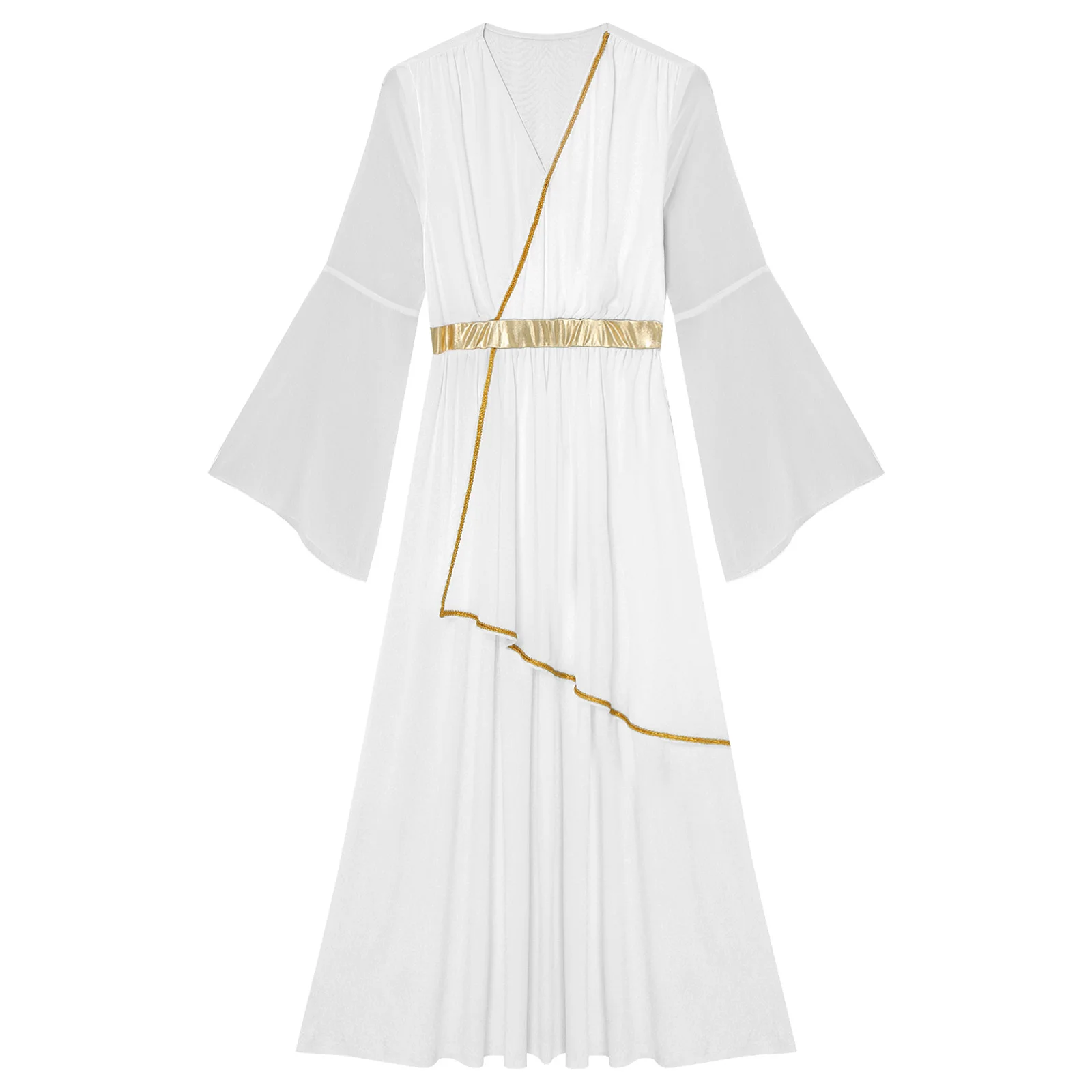 Disfraz de danza litúrgica para mujer, traje de actuación de adoración, danza lírica, monos metálicos de manga larga, disfraz de Carnaval de Halloween