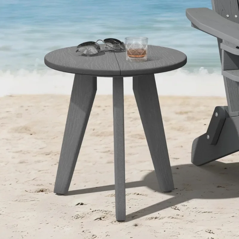 

Outdoor Side Table for Patio, Small Round End Table Weather-Resistant,