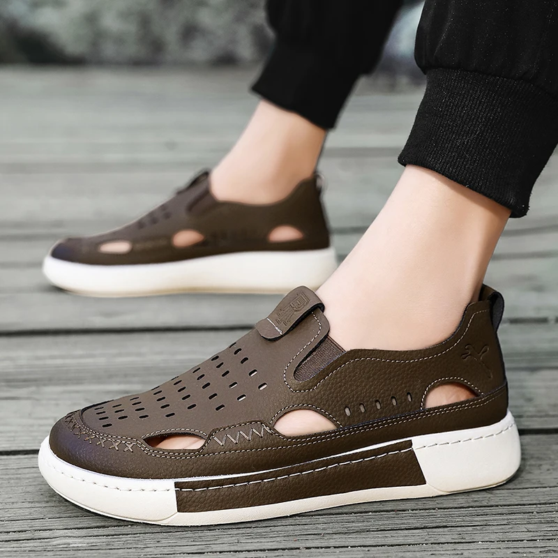 

Handmade Leather Slide Sandals | Visible Lockstitch Sole & Burnished Edges | Premium Casual Footwear