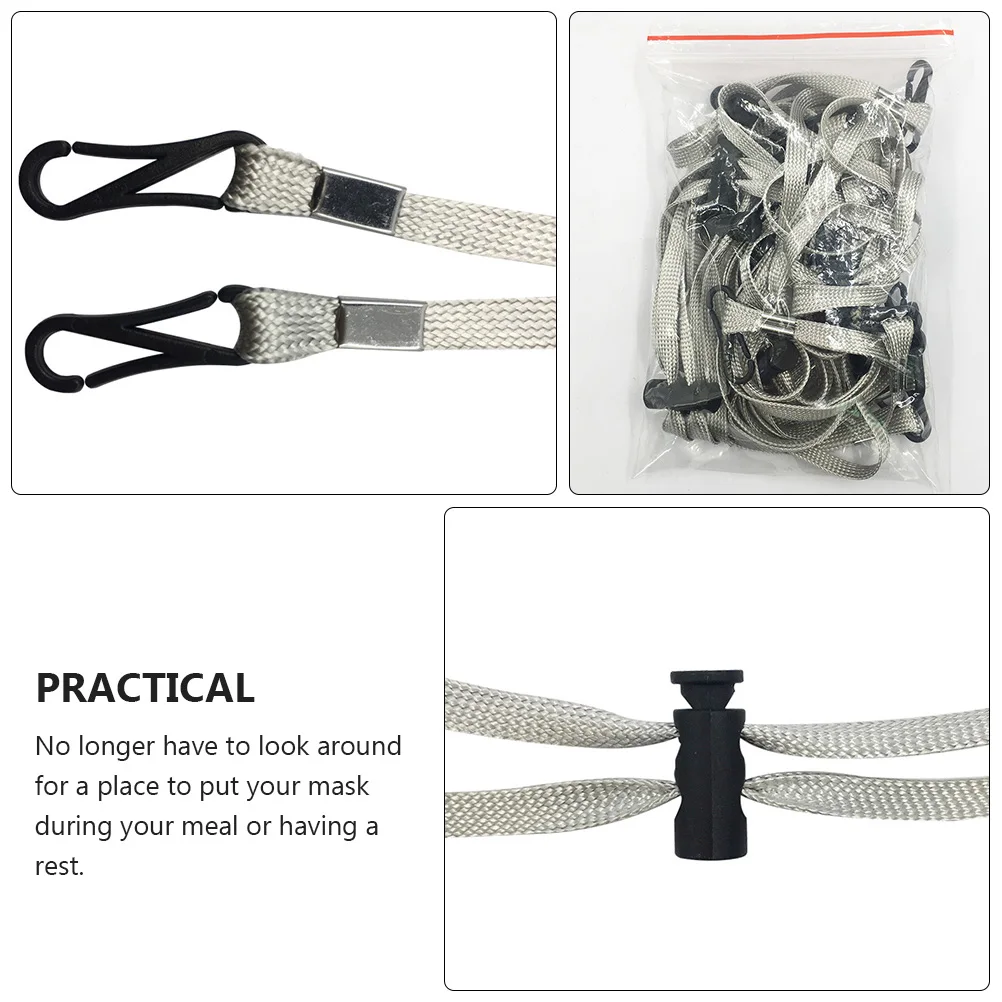 

Wind Rope Masks Anti-lost Face Cover Lanyard Hat Metal Adjustable Ear Extender Strap