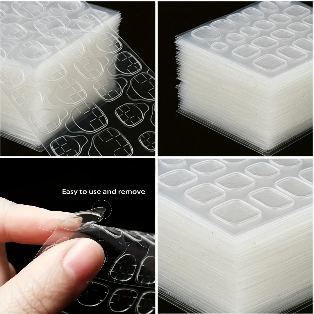 1200-240 Ultra-Thin 50-10 Sheets Double-Sided Gel Nail Stickers Jelly Glue Super Sticky Waterproof, Firm, Detachable False Nails