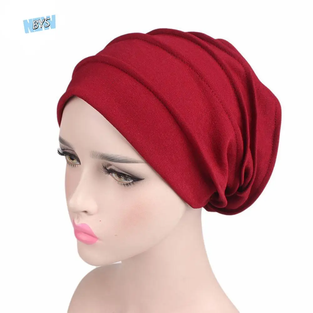 

Elastic Soft Fashion Cotton Headscarf Sleeping Caps Turban Beanie Cap Women Head Wrap Muslim Hijabs Chemotherapy Cap