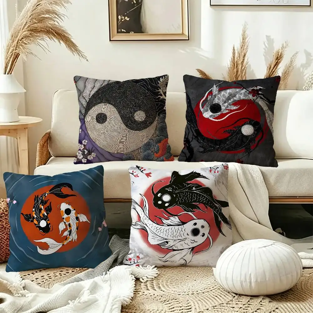 Chinese Tai Chi Bagua Yin Yang Cushion Cover Car Throw Pillow Case For Sofa Car Christmas Gift 40x40cm 45x45cm