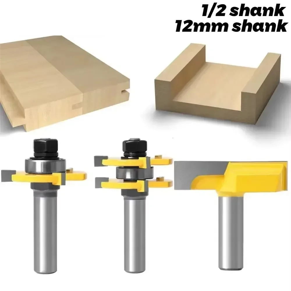 

3 шт./компл. 1/2 "12,7 мм 12 мм фреза с хвостовиком для резьбы по дереву, язычок, паз, соединение, фрезы для сборки, 3/4 дюйма, фреза с Т-образным пазом
