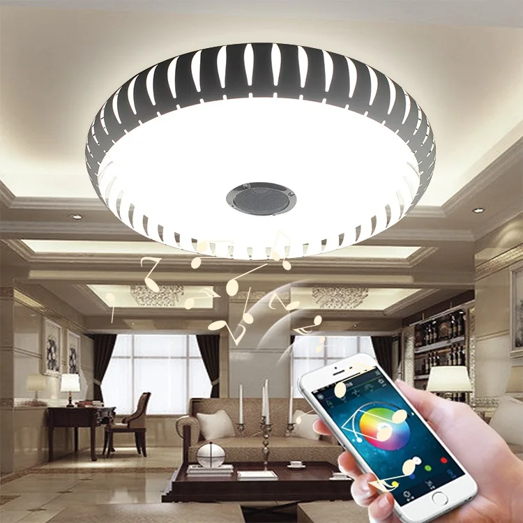 Wireless Bluetoot4.0 Control LED Ceiling Light Music Multi-Colors Cging Sm Led Ceiling Lamp Metal Acrylic Lampshade