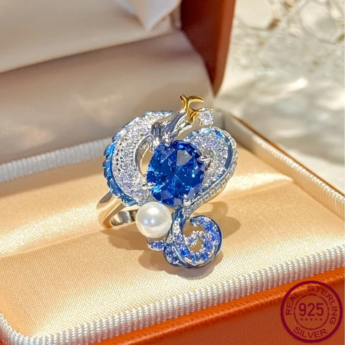 

New popular s925 silver 3ct navy blue treasure color carat drop luxury full diamond high custom wedding jewelry