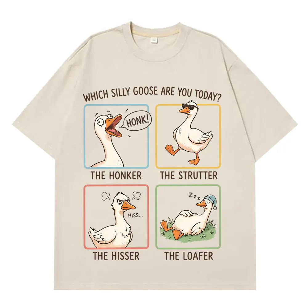 Silly Goose Mood Chart Funny Meme T-shirt Men Women Fashion Casual T-shirt Short-sleeved Loose Cotton Aesthetic Trend T-shirts