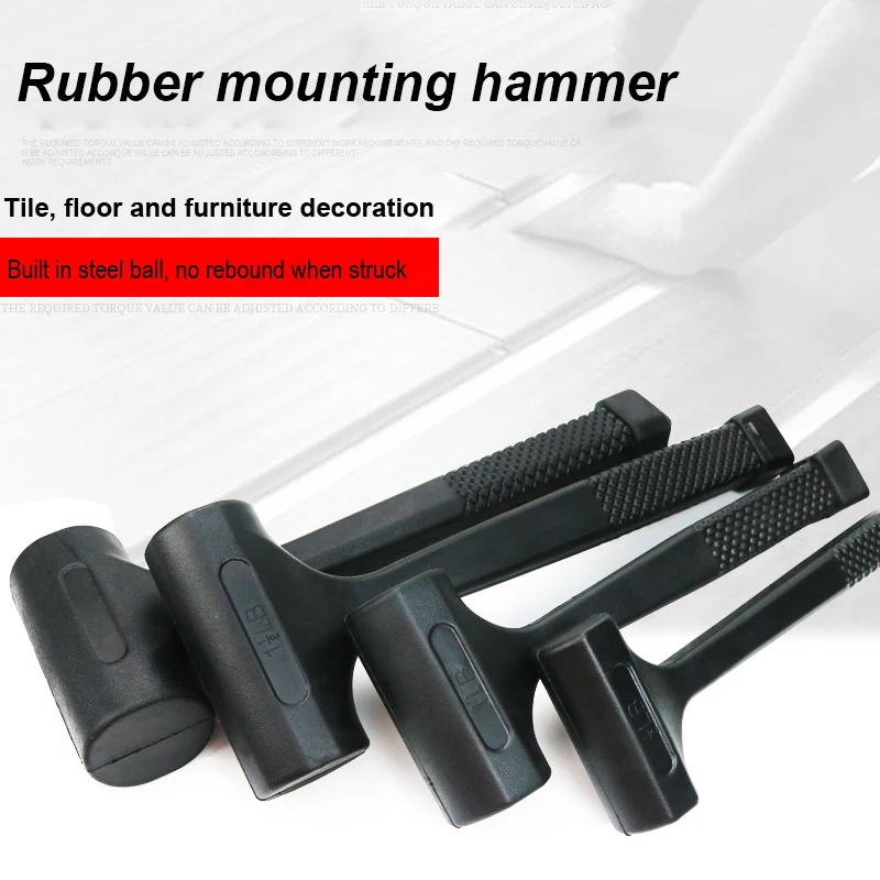 Prova de Choque Martelo de Borracha Resistente ao Desgaste Anti-skid Martelo Cabeça Redonda sem Rebote Choque-absorvente Martelo Prático Ferramentas Manuais Peças à