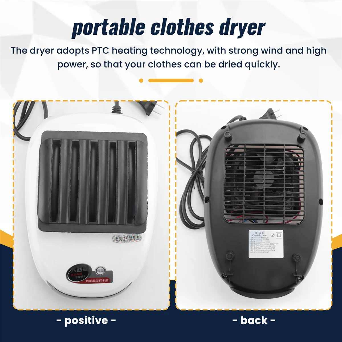 Secadores de ropa eléctricos portátiles, prensa inteligente, secado de ropa de bebé para el hogar, viento cálido, ropa de lavandería, paño de caída 2