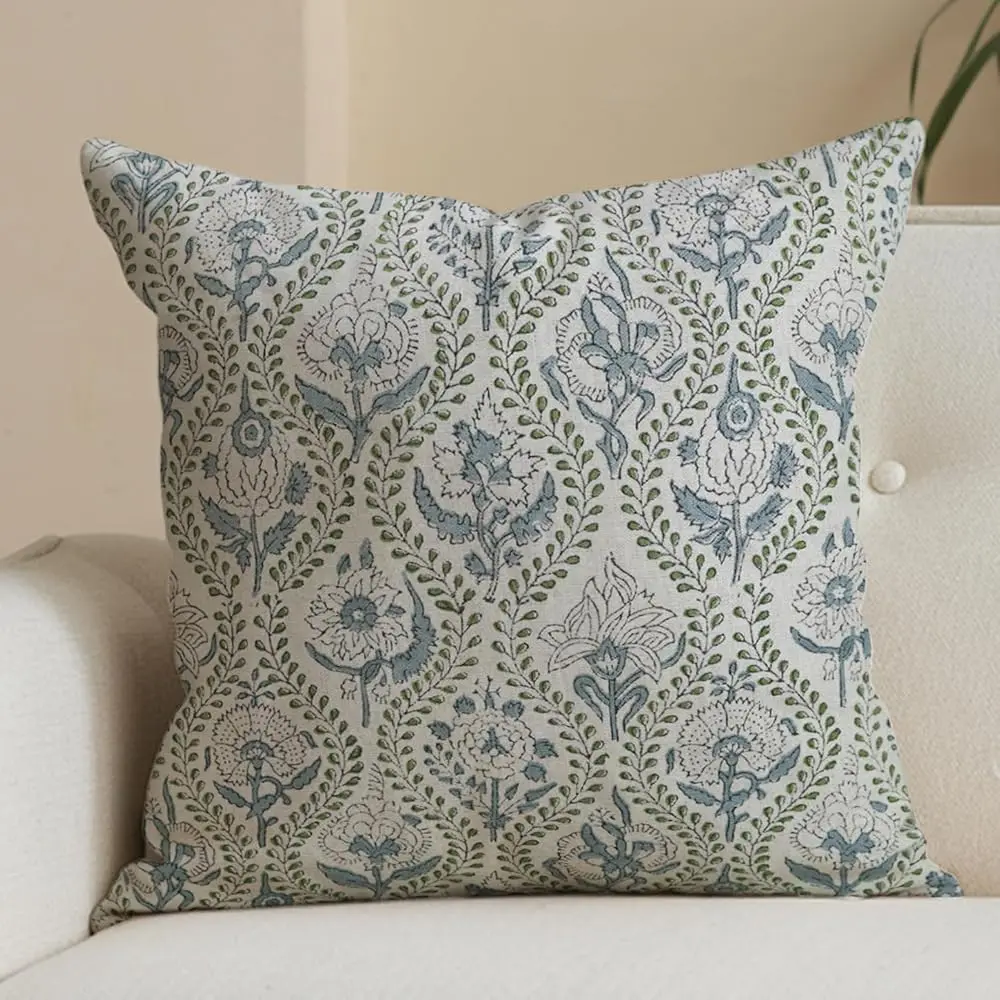 

Plush, Chic Blo Print Decorative Handmade Square Shape 18""X18"" H Pillow Cover For Sofa Couch, Floral Print Outdoor Cushion