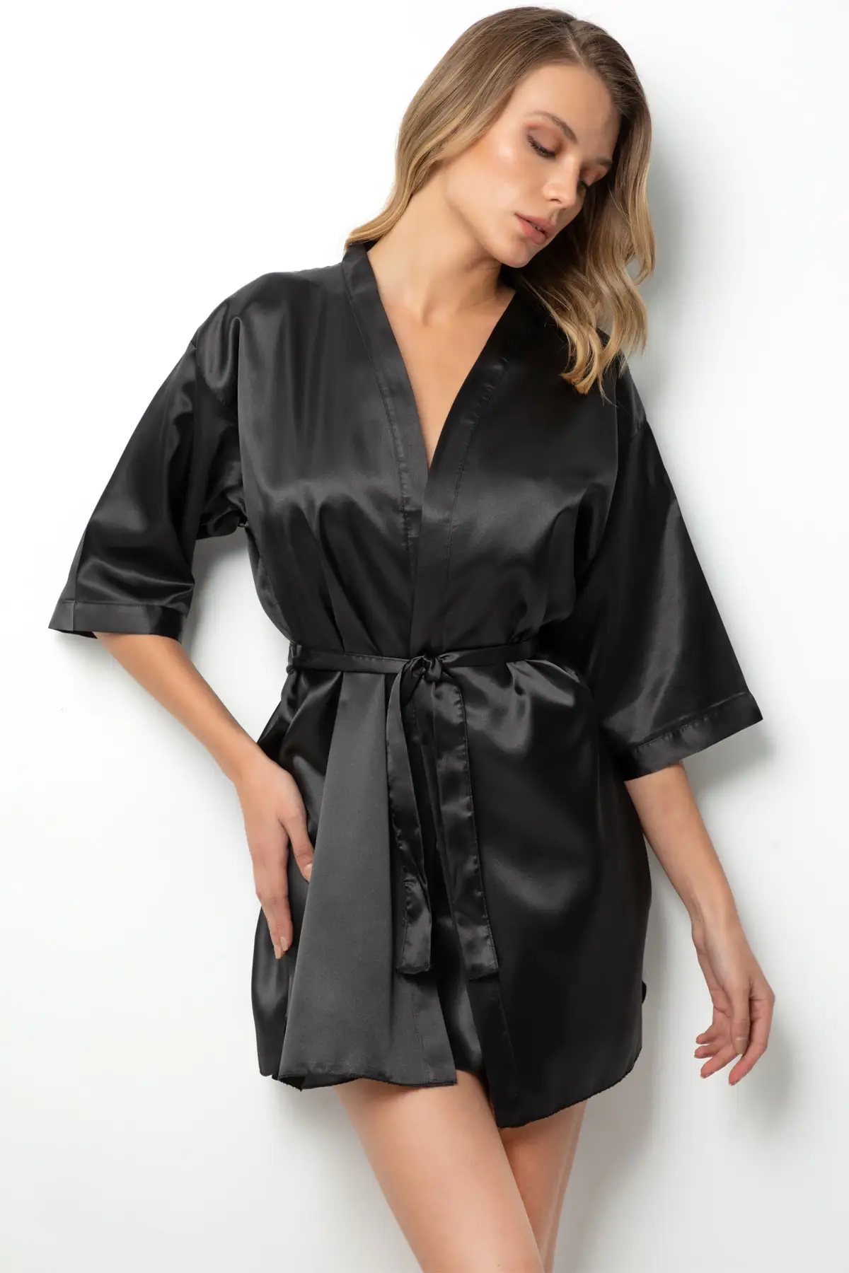 Women's Belted Satin Dressing Gown New Model Stylish Design 2022