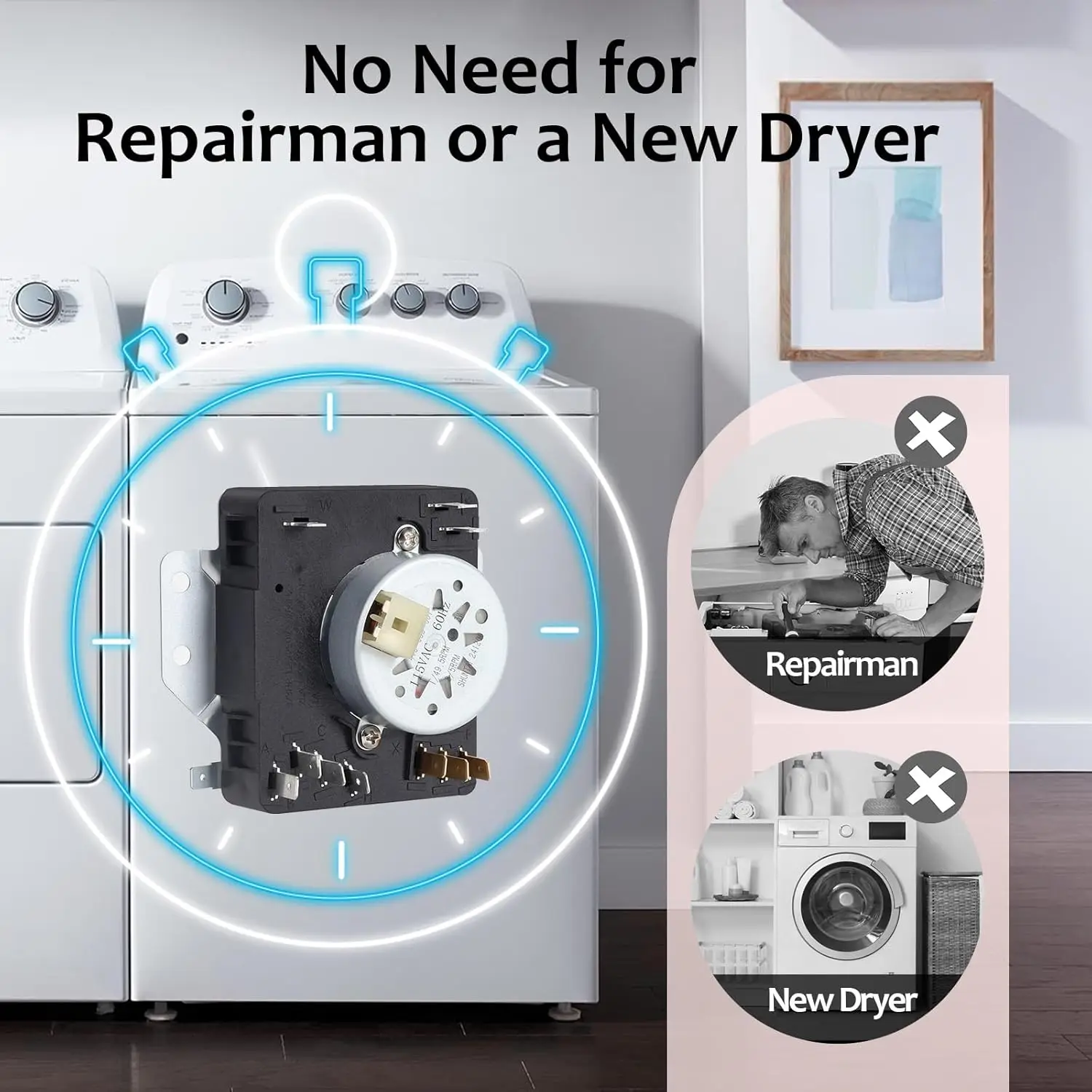 Picture 4: W10185992 Dryer Timer Compatible with Whirlpool, Maytag WGD5300VW1, WED5000DW2, MEDC465HW0, WPW10185992 Dryer Timer Replacement