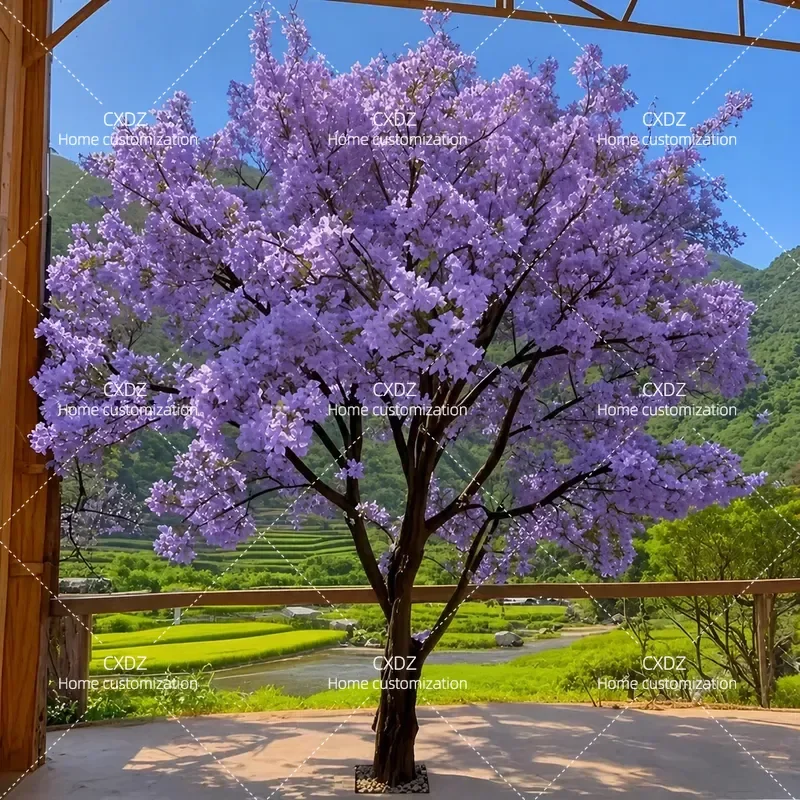 Large Artificial Jacaranda Tree Purple Fake Cherry Blossom Floor Standing Decorative Plant for Indoor Outdoor Wedding Party