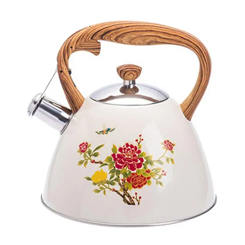 

3L Whistling Tea Kettle Universal Teapot Electroplated Bronze Handle Gas Induction Cooker Teakettle Ergonomic Handle crafts