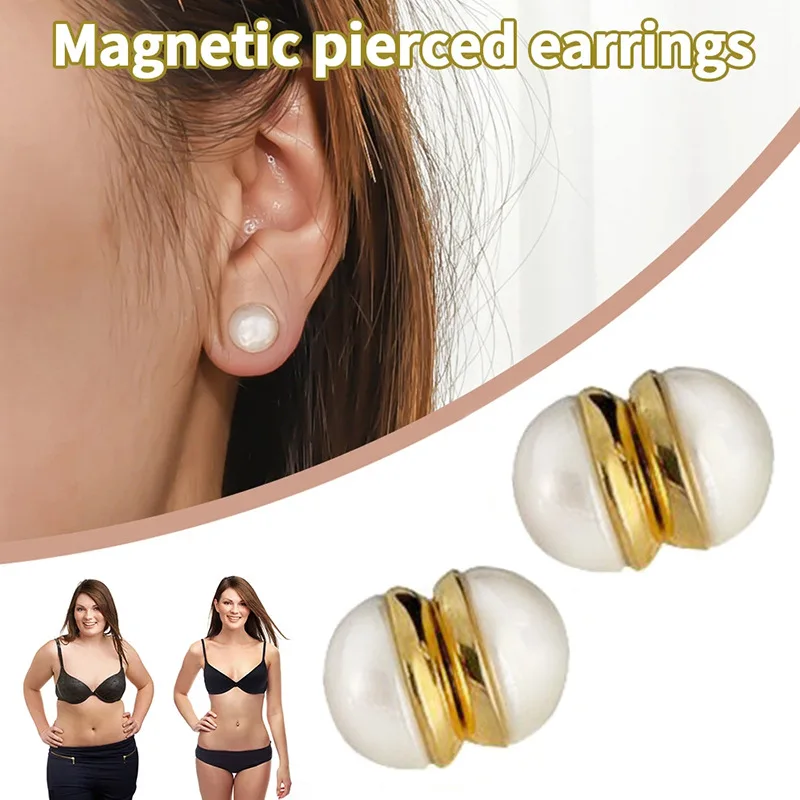 Korean Fashion Simulated Pearl Magnetic Earrings for Women New Trend Weight Loss Torsion Magnet Ear Clip Earring Party Jewelry