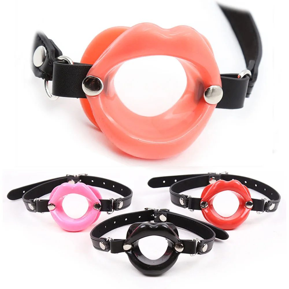 فتح الفم الكمامة تثبيت الفم مع حزام الجنس لعب سيليكون الشفاه O-حلقة BDSM الرقيق محشوة ألعاب الكبار للأزواج يمزح
