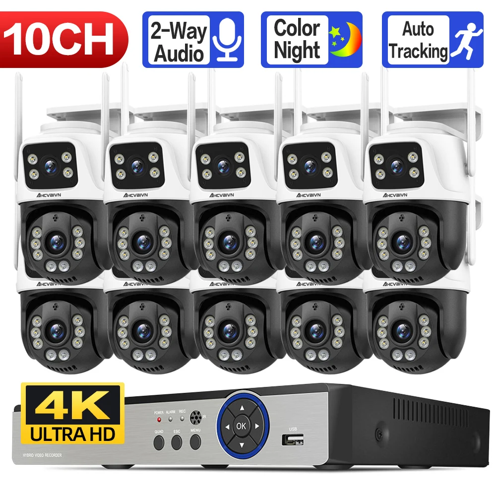 6MP PTZ Camera CCTV System Two Way Audio WIFI IP Security Camera 10CH 4K 8MP P2P NVR Video Surveillance Kit Human Auto Track