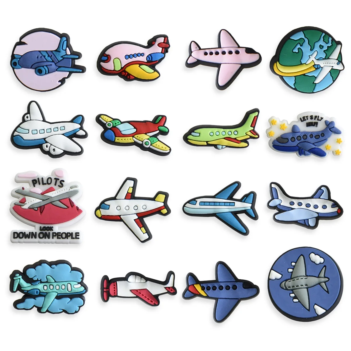 Wholesale 1pcs PVC Shoe Accessories for Crocs Charms Plane Aircraft Badge Women Sandals Buckle Kids Pins Men Decoration Jeans