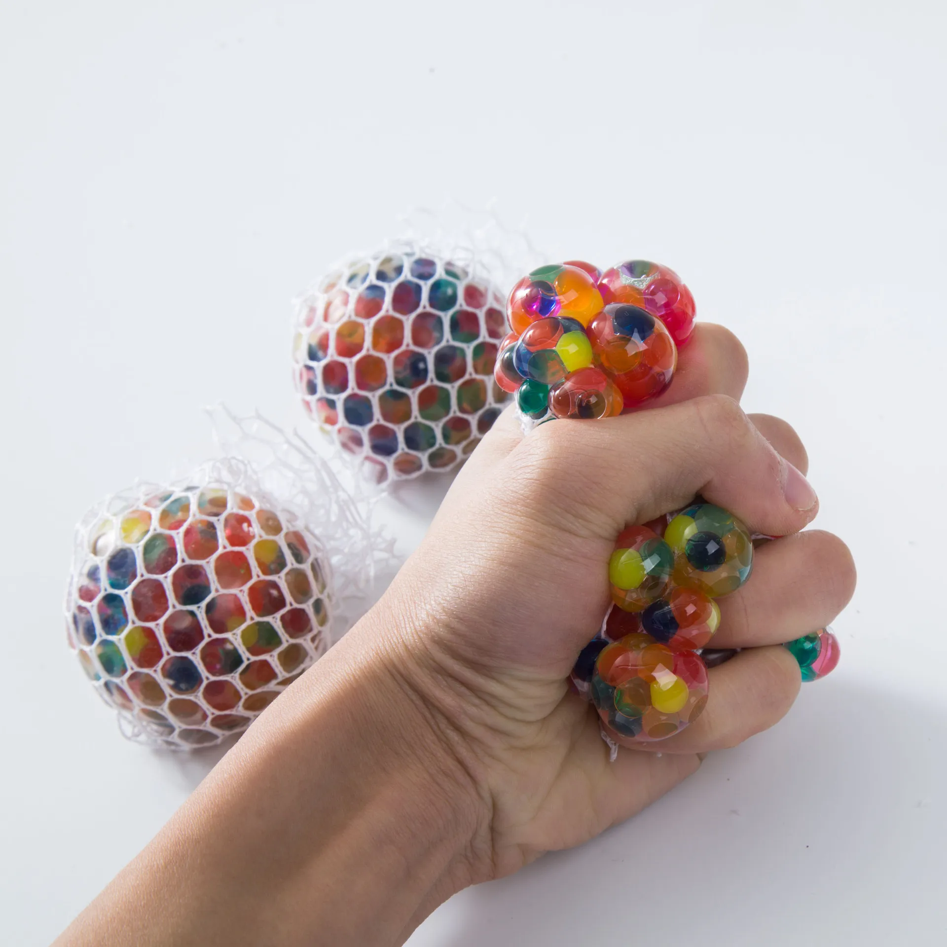 Rainbow Bead Mesh Squish Grape Ball TPR Soft Pinch Stress Relief Vent Toy Portable Pocket Anti-Anxiety Adult Relax Fidget Gift