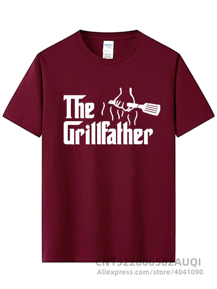 Men\'s Fashion The Grillfather Grey Funny BBQ Grill Chef Tee Shirt Cotton Short Sleeve T-Shirt