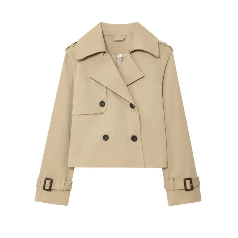 

European and American Style Short Trench Coat Jacket2025Autumn New Fashion Versatile Loose Solid Color Casual Top