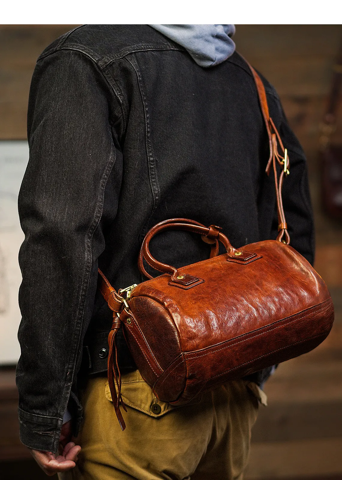 PNDME einfache Vintage-Hochwertige Herrenhandtasche aus erstklassigem Rindsleder für Wochenend-, Alltags- und Partyzwecke, luxuriöse Echtleder-Umhängetasche – Detail 8
