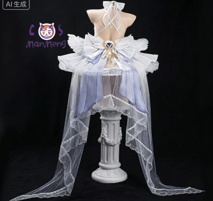 Game Genshin Impact Columbina Cosplay Costume Damselette Kuutar Dress Halloween Party Women Girl White Swan Sweet Ballet Dress - view 5