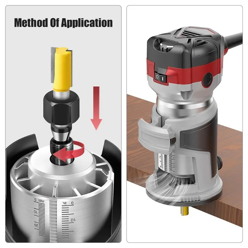 6pcs Trimmer Collet Chuck Router Bit Engraving Trimming Machine 1 4 inch 6 mm 8 mm Electric Router Milling Cutter Accessories