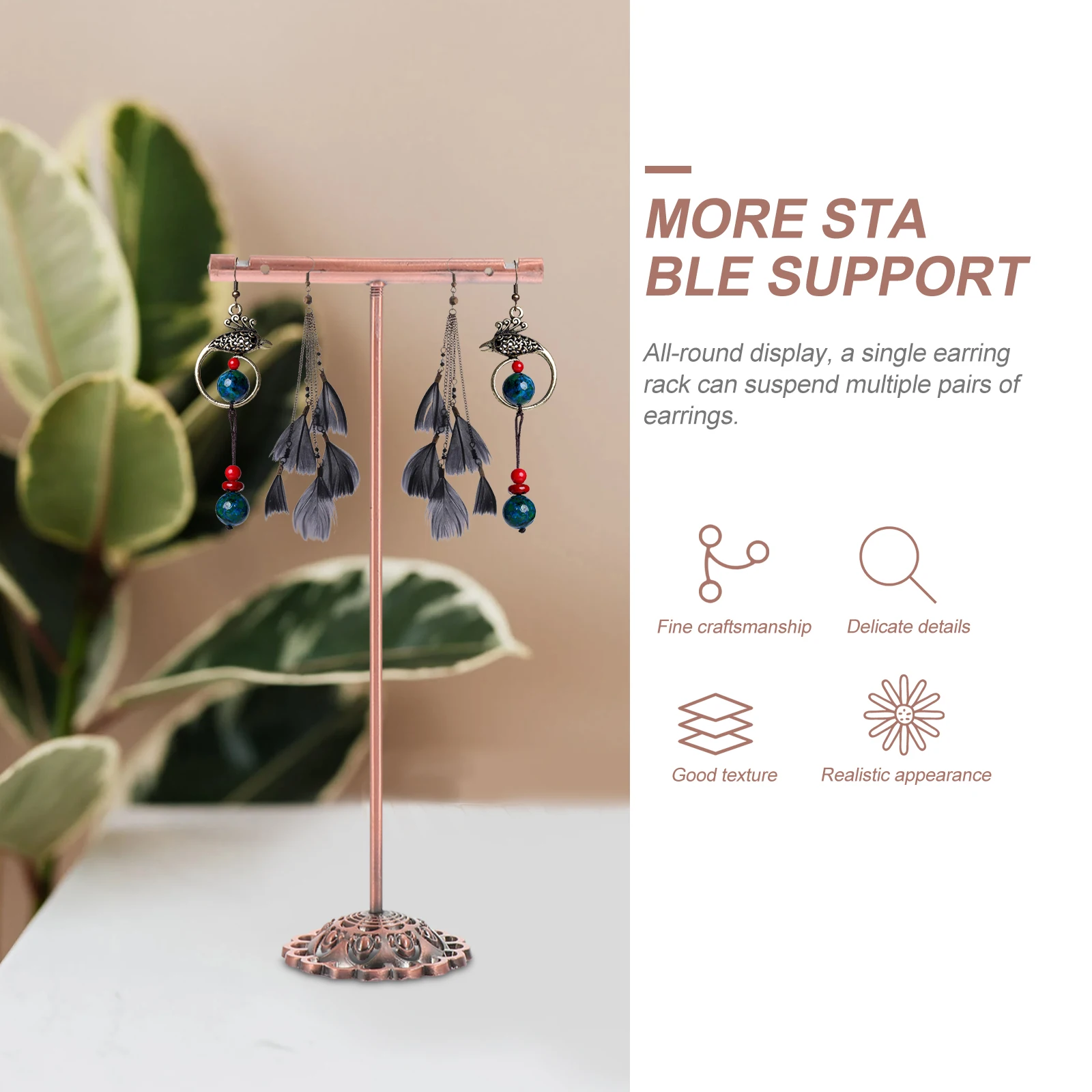 

3 Pcs Earring Display Stand T-shape Earrings Holder Drawer Holders for Selling Iron Storage Rack Jewelry