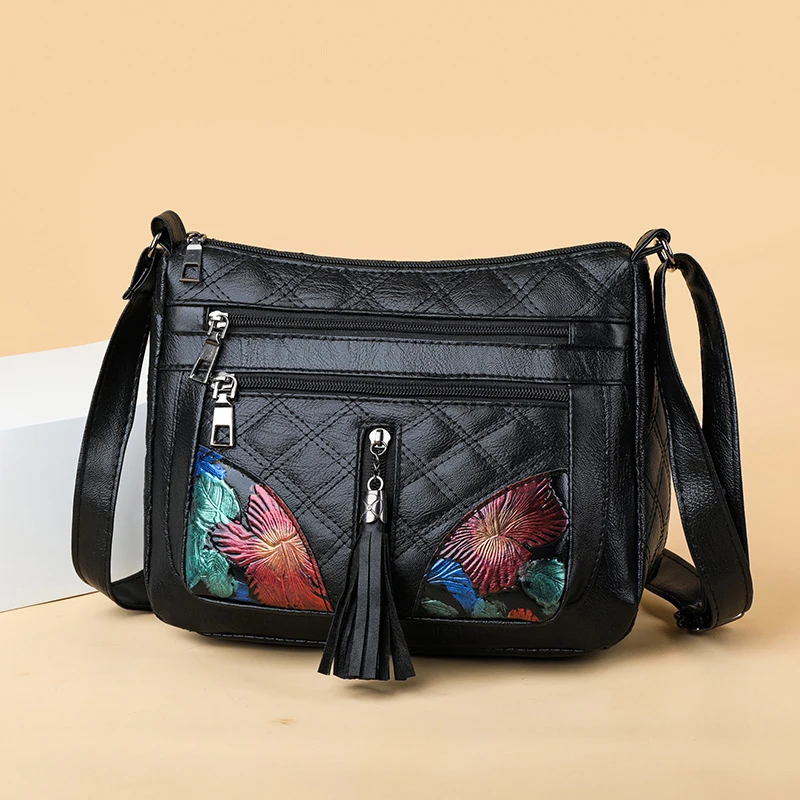 New Large Capacity Fashionable Bag With High-end Feel Soft Leather Crossbody Bag Trendy Printed Versatile Shoulder Bag