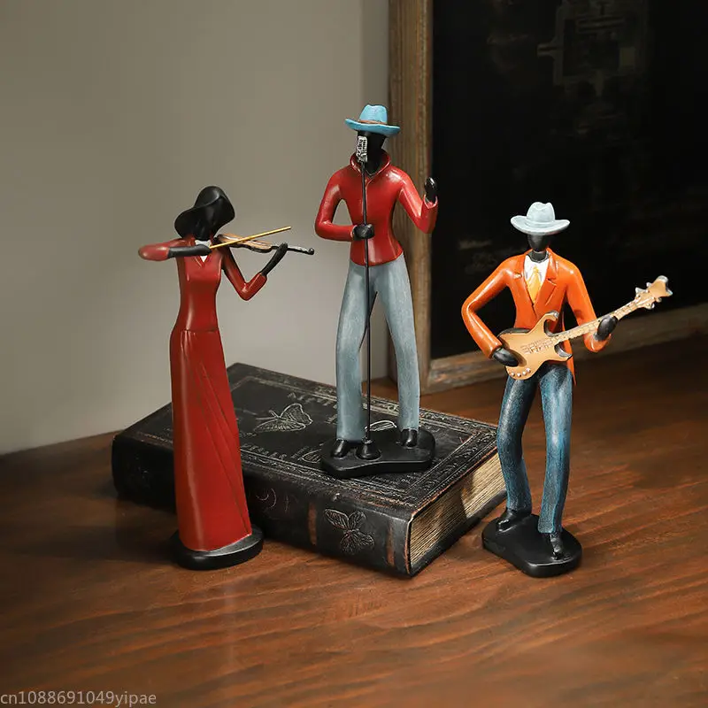 

Living Room TV Cabinet Decoration Resin Material Creative Band Character Crafts Study Desk Ornaments Sculpture
