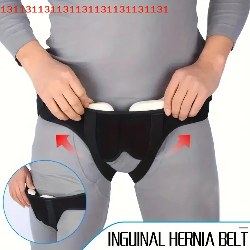 Man Inguinal Groin Support Inflatable Hernia Bag With 2 Removable Compression Pads Pain Relief Adjustable Adult Hernia Belt